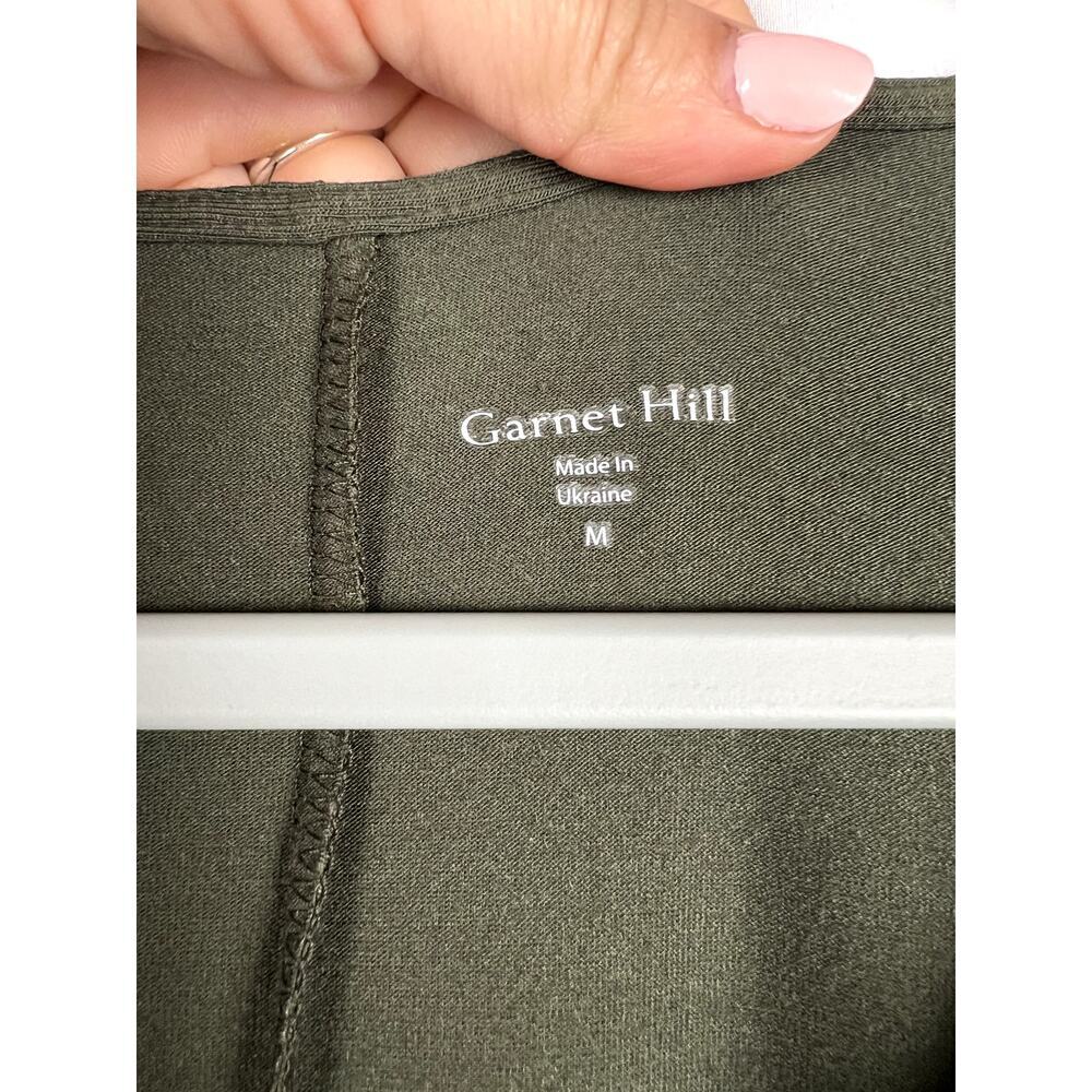 Garnet Hill Women size Medium Trapeze Dress Army Green Telcel Blend Minimalist - Picture 3 of 7